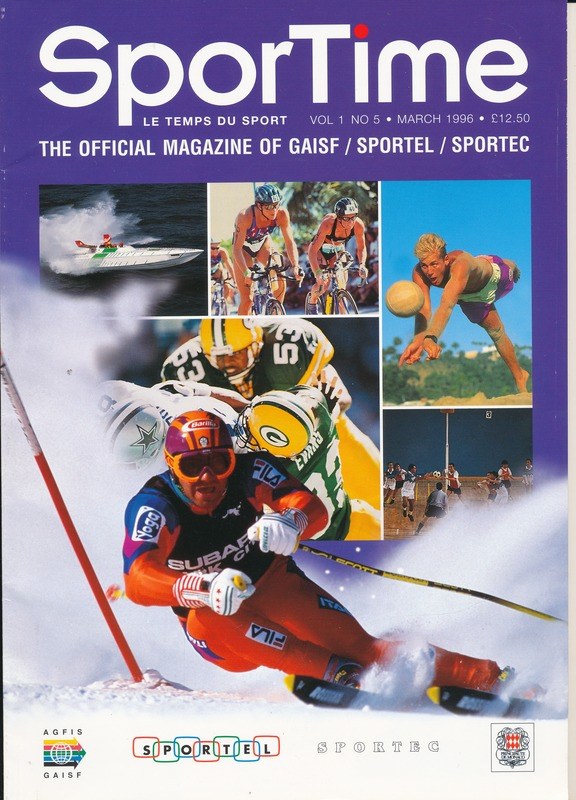 Titelbild des *Sporttime Magazin* (März 1996) mit Ski- und Snowboard-Aufnahmen auf dem Cover.