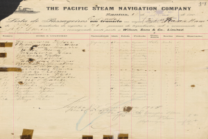 Ein Blatt Papier mit der Aufschrift "The Pacific Steam Navigation Company".