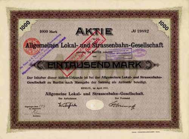 Alte deutsche Regierungsaktie mit gedrucktem Text und numerischen Werten.