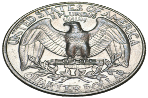 Eine Münze mit Inschrift.