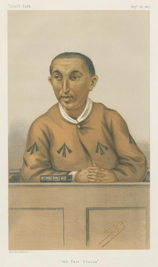 Ein Mann in weißem Hemd und dunkler Hose sitzt an einem Tisch mit gefalteten Händen und ernstem Gesichtsausdruck, mit der Beschriftung "Die Rasenbetrüger" unten.